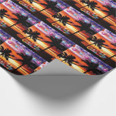 Hawaiiaanse kerstzonsondergang cadeaupapier (Hoek)