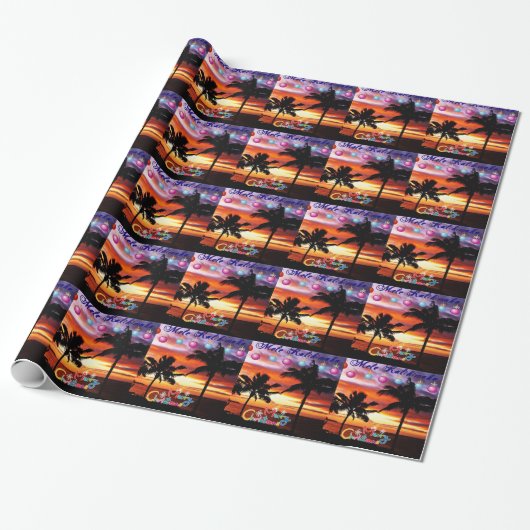 Hawaiiaanse kerstzonsondergang cadeaupapier (Uitgerold)