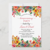Hawaiiaanse kleurrijke bloemen housewarming party kaart (Voorkant)
