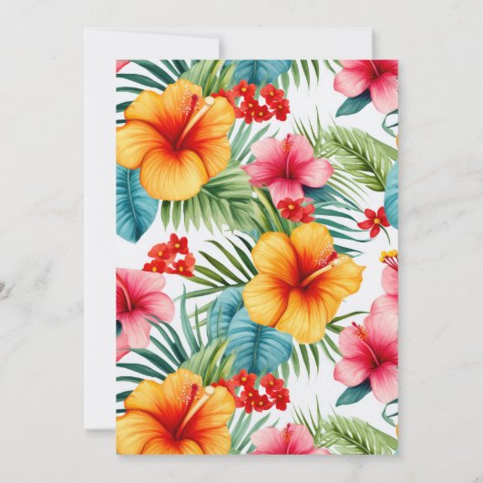 Hawaiiaanse kleurrijke bloemen housewarming party kaart (Achterkant)