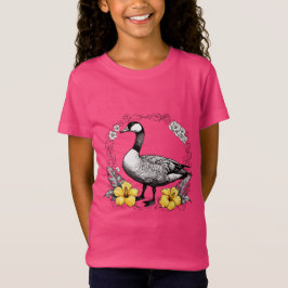 Hawaiiaanse Nene Illustratie met gele Hibiscus T-shirt
