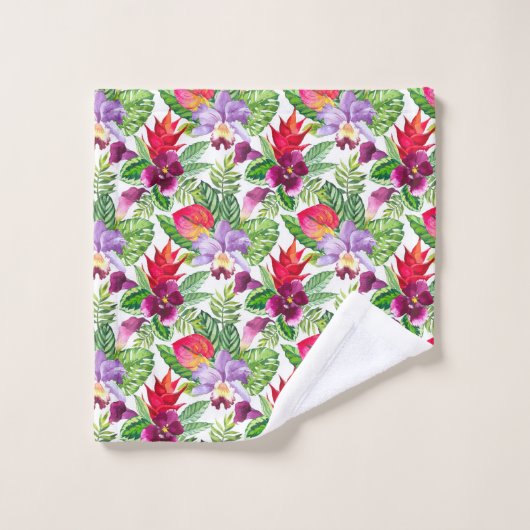 Hawaiiaanse orchidee handdoekset bad handdoek (Wasdoekje)