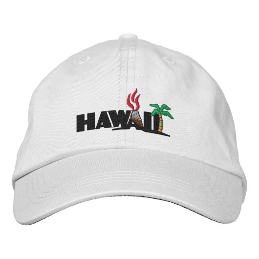 Hawaiiaanse palmbomen en vulkanen geborduurd Pet (Voorkant)
