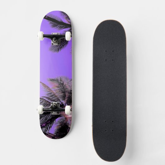 Hawaiiaanse palmbomen skateboard, paars persoonlijk skateboard (Voorkant)