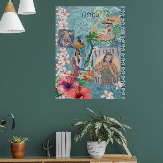Hawaiiaanse plakboek pagina: Aloha Poster (Woonkamer 1)