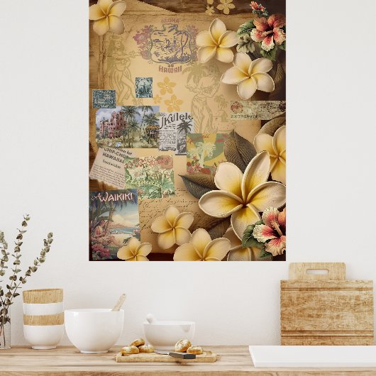  Hawaiiaanse plakboek pagina Plumeria Poster (Keuken)