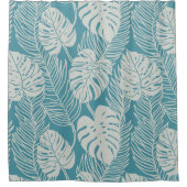 Hawaiiaanse print blauwe palm en monsters douchegordijn (Voorkant)