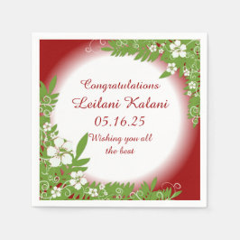 Hawaiiaanse rode hibiscus afstuderen papieren serv servet