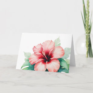 Hawaiiaanse rode hibiscus met Monstera Hawaii Love Notitiekaartje