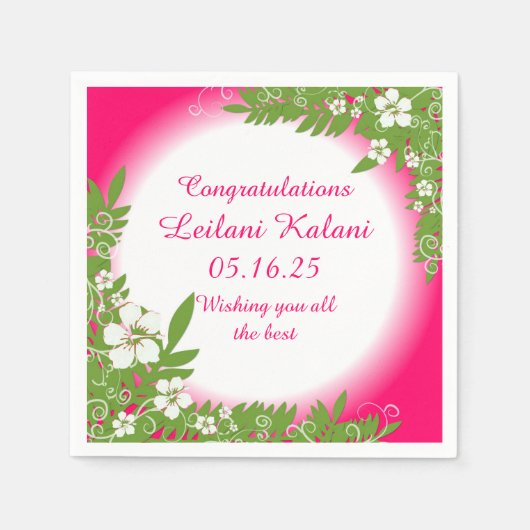 Hawaiiaanse roze hibiscus afstuderen papieren serv servetten (Voorkant)