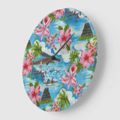 Hawaiiaanse scènes in de wandklok van pasteelkleur (Hoek)