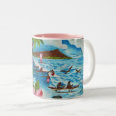 Hawaiiaanse scènes in parelkleuren tweekleurige koffiemok (Voorkant rechts)