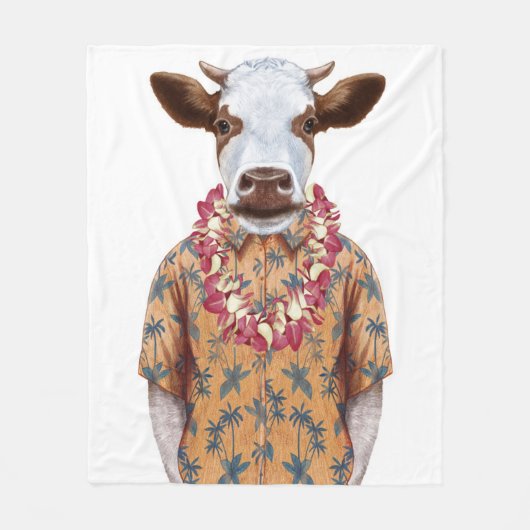 Hawaiiaanse Shirt Cow Fleece Deken (Voorkant)