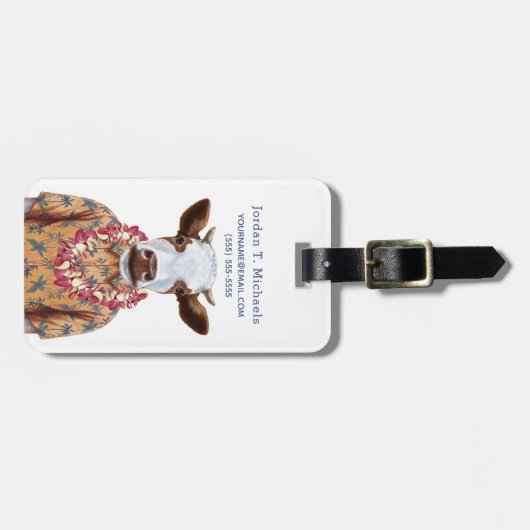Hawaiiaanse Shirt Cow | Jouw namen toevoegen Bagagelabel (Voorkant horizontaal)