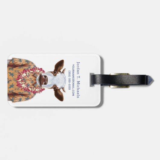 Hawaiiaanse Shirt Cow | Jouw namen toevoegen Bagagelabel (Achterkant horizontaal)