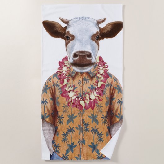 Hawaiiaanse Shirt Cow Strandlaken (Voorkant)