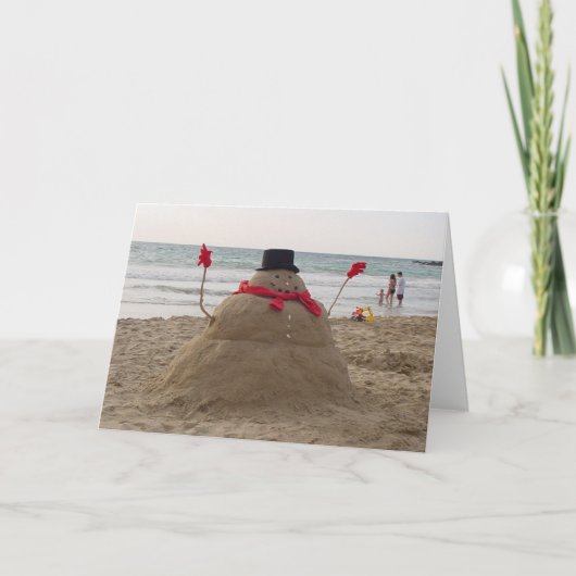 Hawaiiaanse Sneeuwman Feestdagen Kaart (Voorkant)