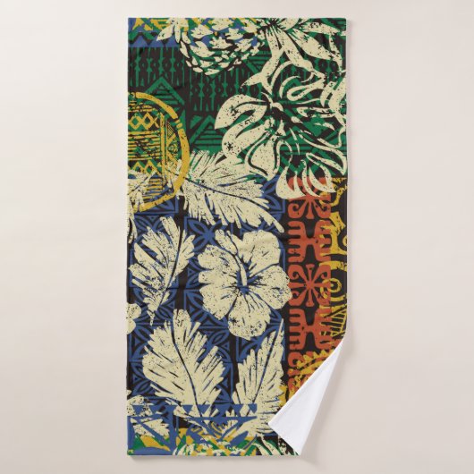 Hawaiiaanse stamelementen en hibiscus fabric patch badhanddoek (Badhanddoek)