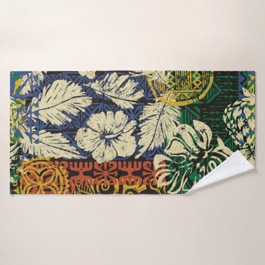 Hawaiiaanse stamelementen en hibiscus fabric patch badhanddoek (Badhanddoek)
