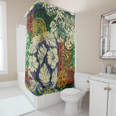 Hawaiiaanse stamelementen en hibiscus fabric patch douchegordijn (In situ)