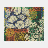 Hawaiiaanse stamelementen en hibiscus fabric patch fleece deken (Voorkant (Horizontaal))