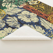 Hawaiiaanse stamelementen en hibiscus fabric patch sherpa deken (3/4)