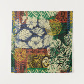 Hawaiiaanse stamelementen en hibiscus fabric patch wandkleed (Voorkant (horizontaal))