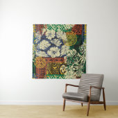 Hawaiiaanse stamelementen en hibiscus fabric patch wandkleed (In Situ (horizontaal))