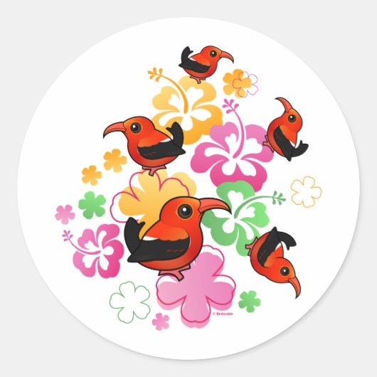 Hawaiiaanse stijl 'I'iwi Ronde Sticker (Voorkant)
