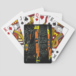 Hawaiiaanse stijl tiki standbeeld kleurrijke speel speelkaarten