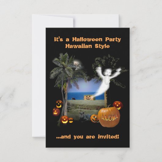 Hawaiiaanse stijl van het Halloween Party Kaart (Voorkant)