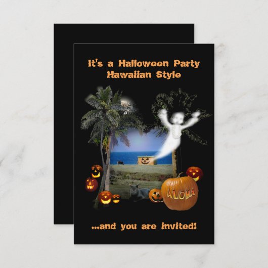 Hawaiiaanse stijl van het Halloween Party Kaart (Voorkant / Achterkant)