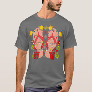Hawaiiaanse Teenslippers kerstlampjes Tropische Ch T-shirt