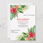 Hawaiiaanse thema 68e verjaardag Floral Hibiscus Kaart (Voorkant)