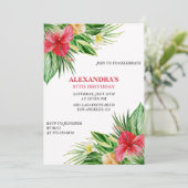 Hawaiiaanse thema 87e verjaardag Floral Hibiscus Kaart (Staand voorkant)