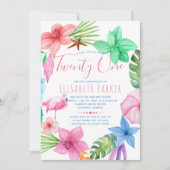 Hawaiiaanse tropische bloemen eenentwintig verjaar kaart (Voorkant)
