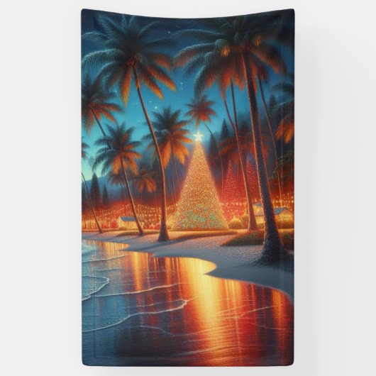Hawaiiaanse/tropische kerst spandoek (Verticaal)