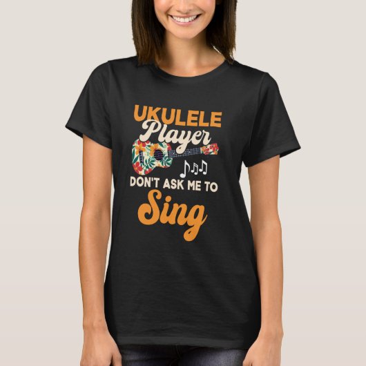 Hawaiiaanse ukelele uke speler vraag me niet om te t-shirt (Voorkant)