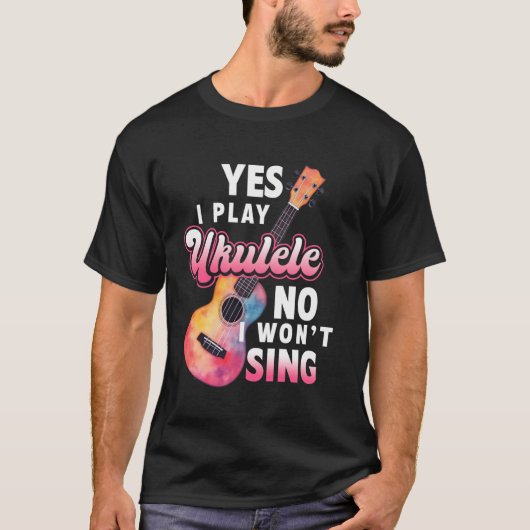 Hawaiiaanse ukulele uke ja ik speel ukulele nee ik t-shirt (Voorkant)
