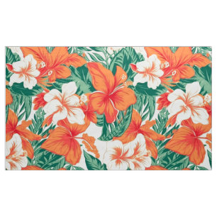 Hawaiiaanse vibe tropische bloemen en bladeren pat stof