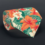 Hawaiiaanse vibe tropische bloemen en bladeren pat stropdas<br><div class="desc">Esthetische,  kleurrijke Hawaïaanse sfeer met tropische bloemen en bladeren patroon.</div>