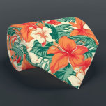 Hawaiiaanse vibe tropische bloemen en bladeren pat stropdas<br><div class="desc">Esthetische,  kleurrijke Hawaïaanse sfeer met tropische bloemen en bladeren patroon.</div>