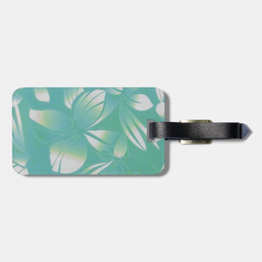 Hawaiiaanse Vintage Floral Turquoise Bagagelabel (Achterkant horizontaal)