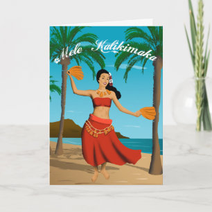 Hawaiiaanse Vintage Mele Kalikimaka  Feestdagen Kaart
