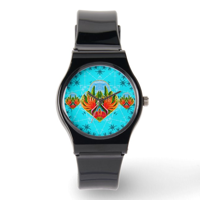 Hawaiiaanse vogels van het paradijs (blauw) horloge (Voorkant)
