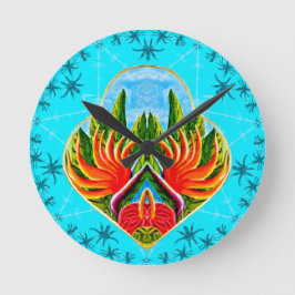 Hawaiiaanse vogels van het paradijs (blauw) ronde klok