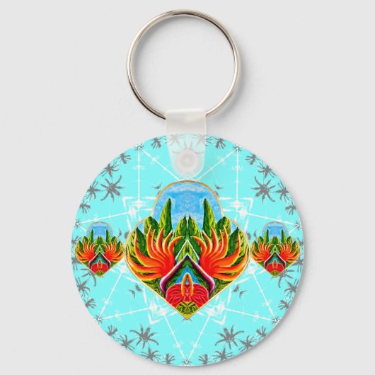 Hawaiiaanse vogels van het paradijs (blauw) sleutelhanger (Voorkant)