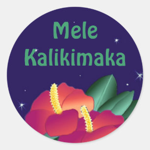 Hawaiiaanse Vrolijke Kerstmis/Mele Kalikimaka Stic Ronde Sticker