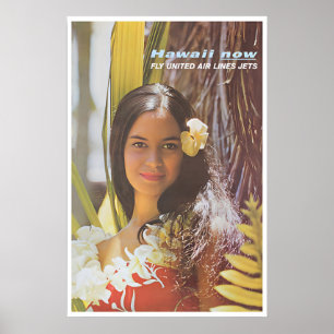 Hawaiiaanse Vrouw Poster Hawaii Foto United Airlin
