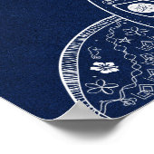 Hawaiiaanse zeeschildpad Wit op blauwe strandbruil Poster (Hoek)